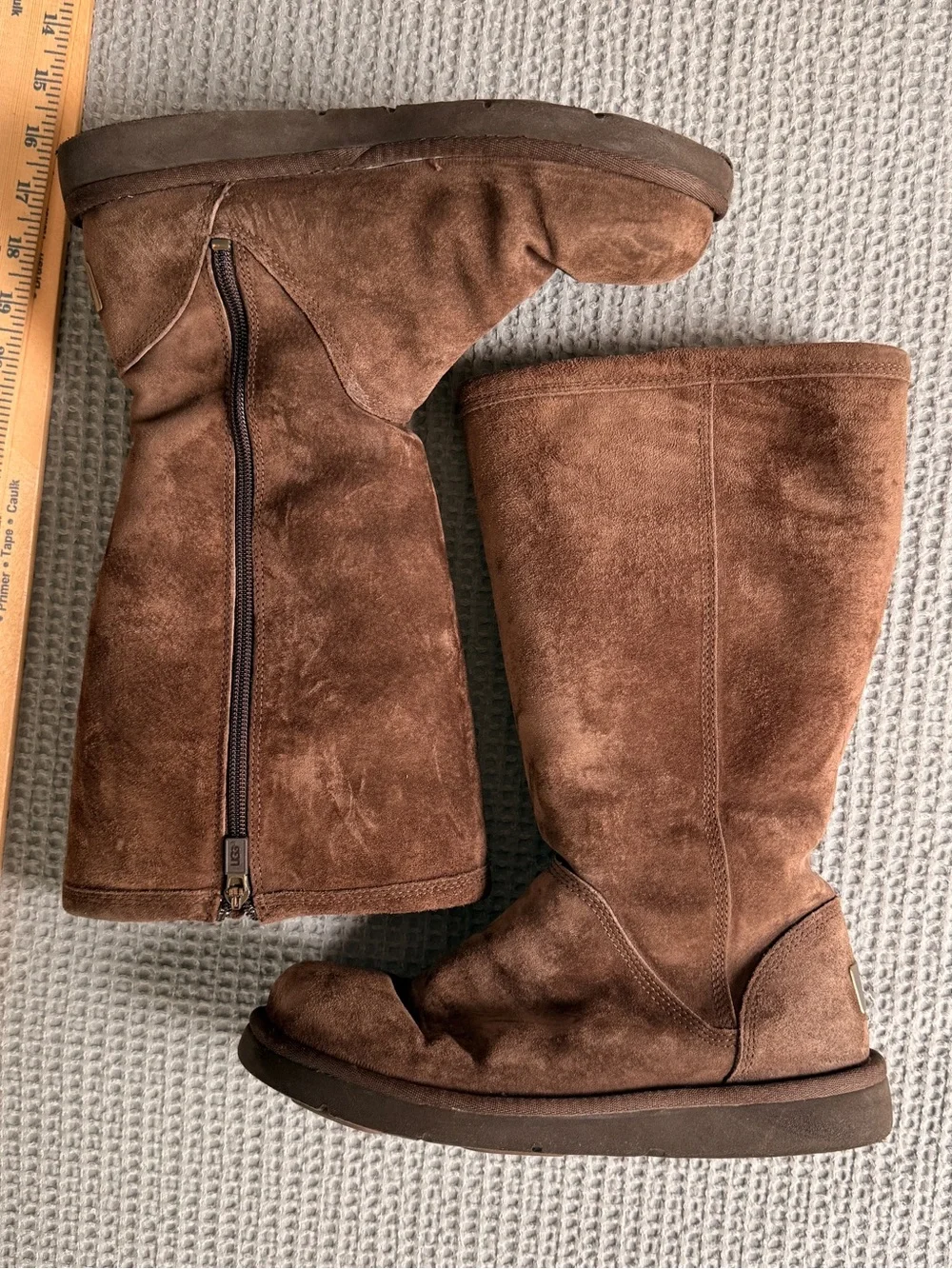 UGG Brown Suede Mid-Calf Zip Winter Boots